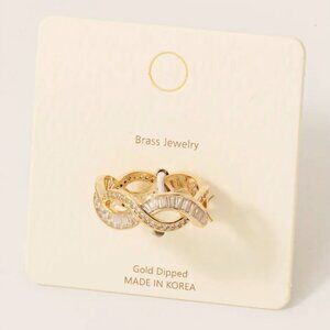 GOLD DIPPED BRAIDED RHINESTONE RING